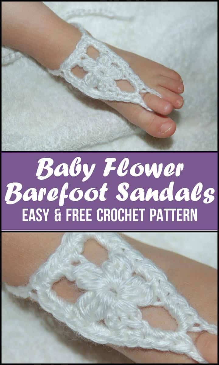 Baby Flower Barefoot Sandals Easy  Free Crochet Pattern